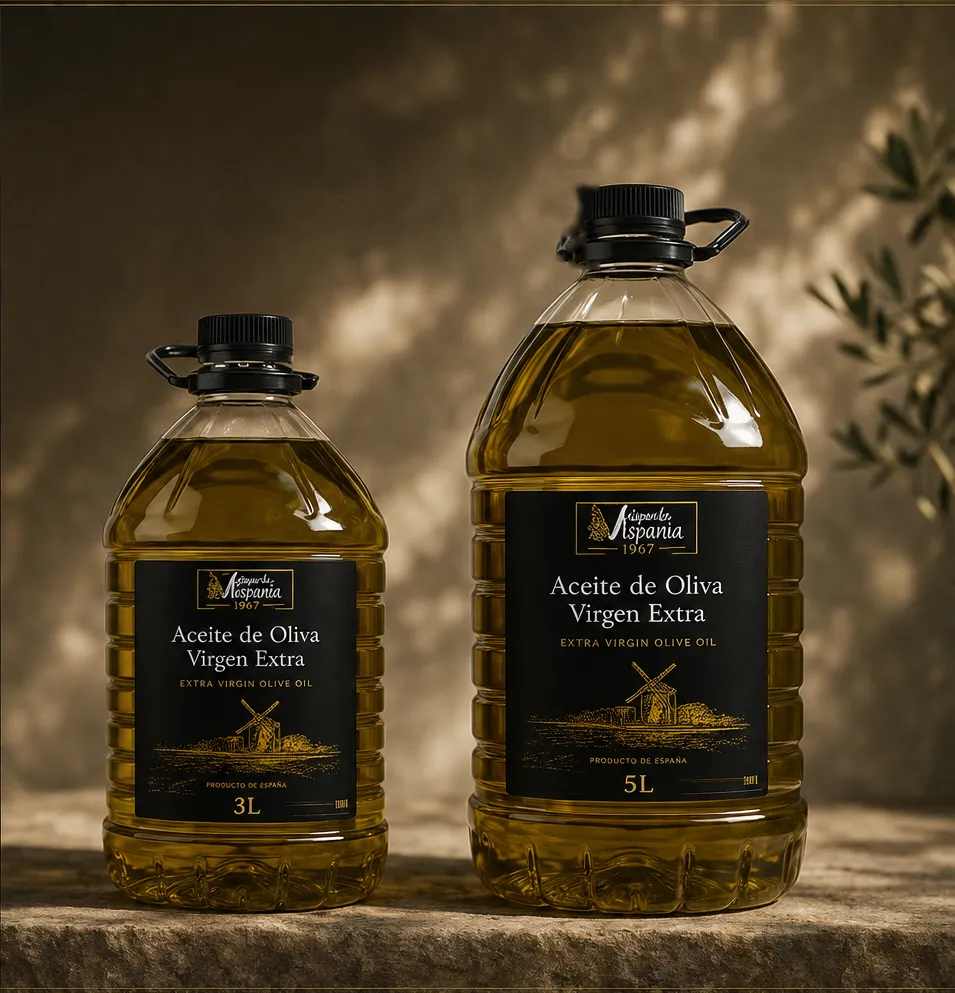 Garrafas de aceite de oliva virgen extra de 3 y 5 litros